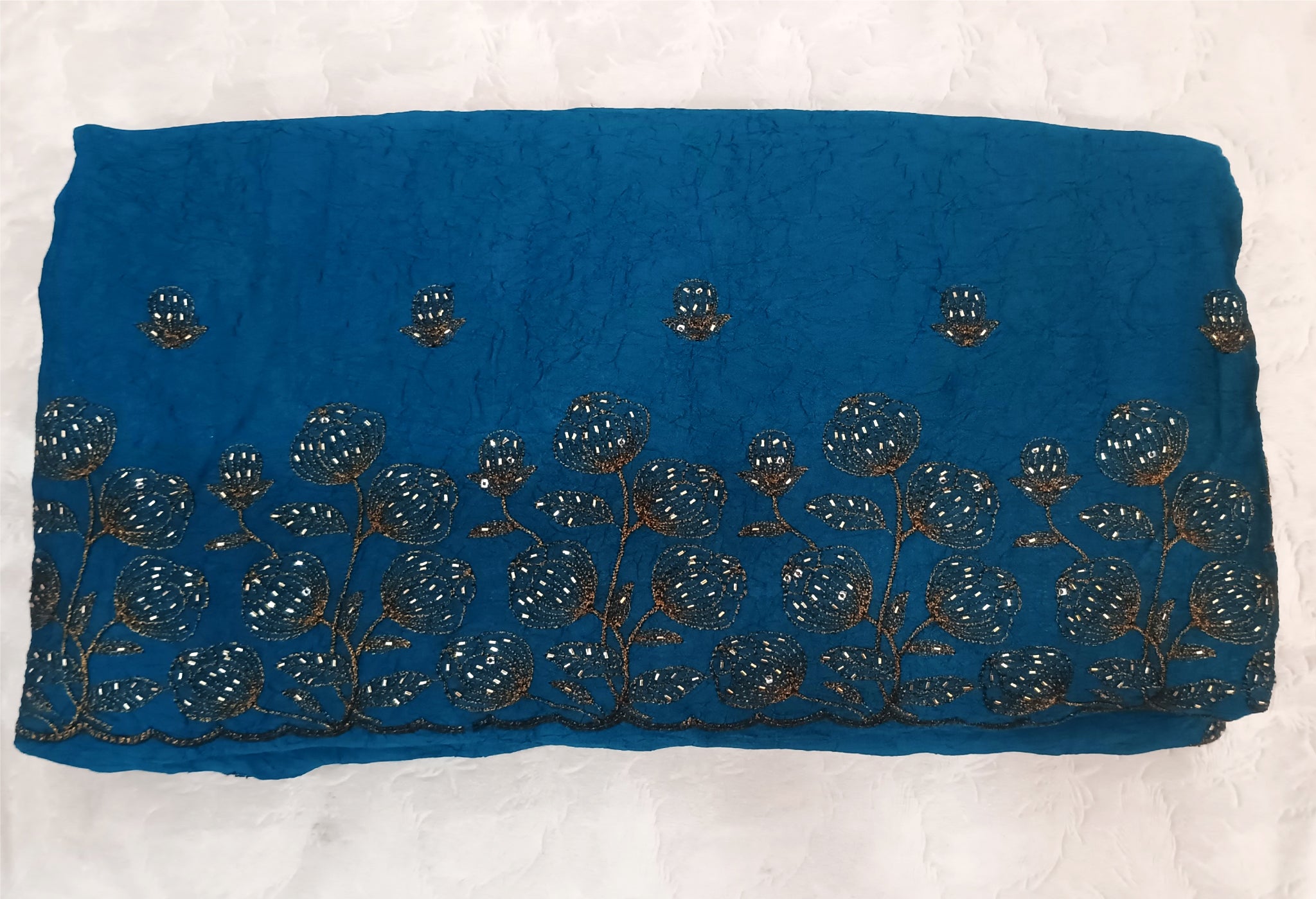 Heavy stone work Crushed Chiffon